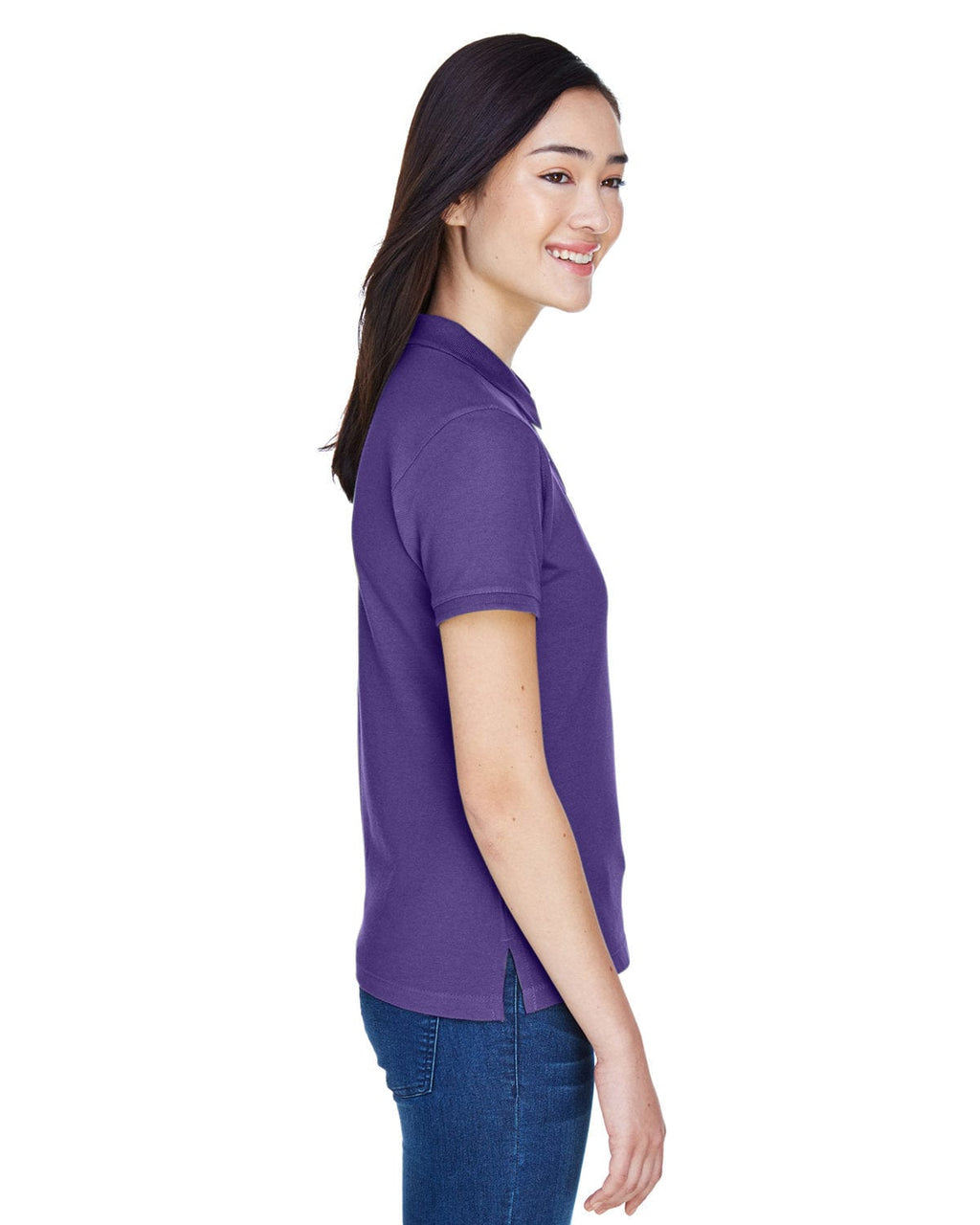 Harriton Ladies Cotton Pique Polo Shirt M200W | Team Purple - Side