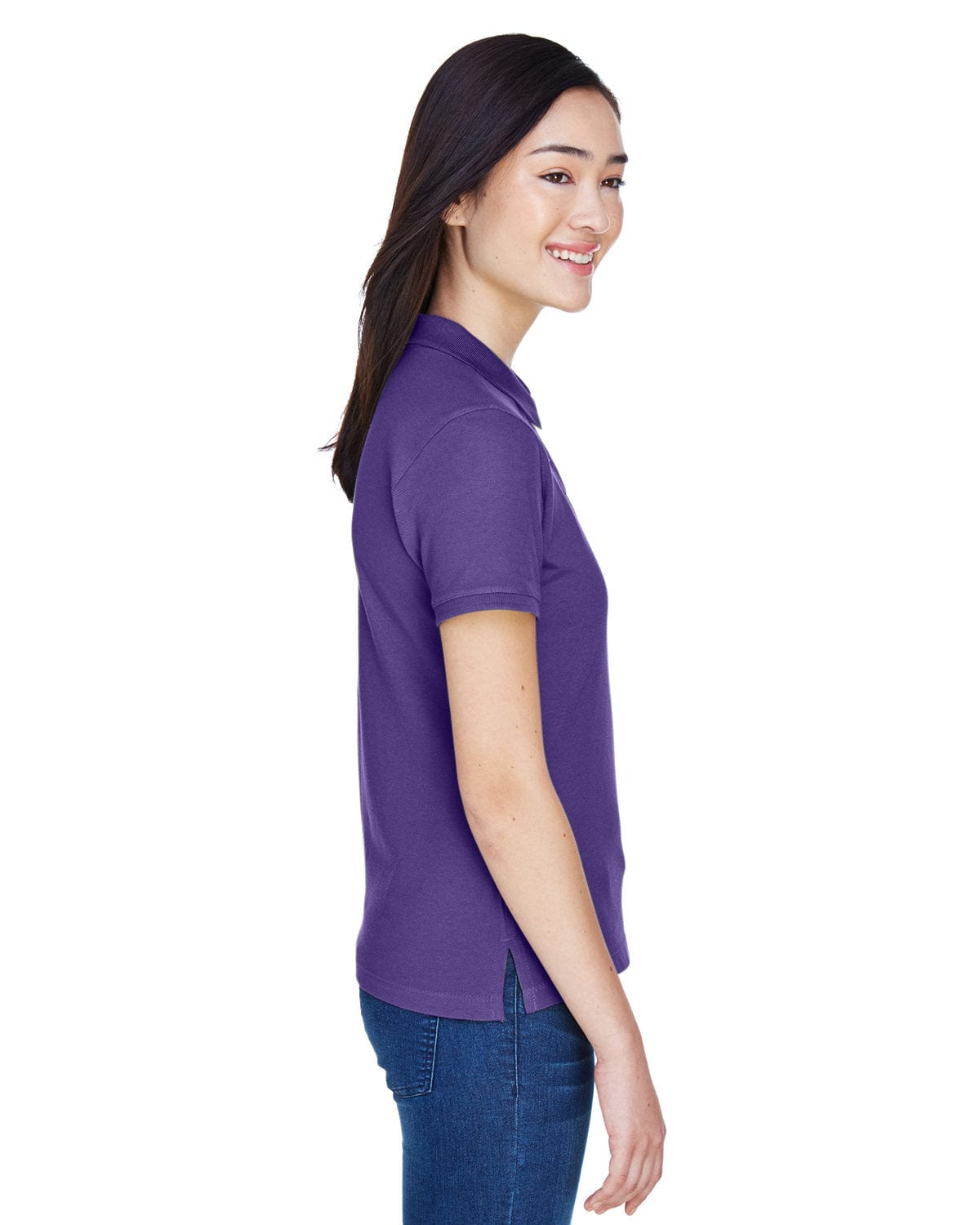 Harriton Ladies Cotton Pique Polo Shirt M200W | Team Purple - Side