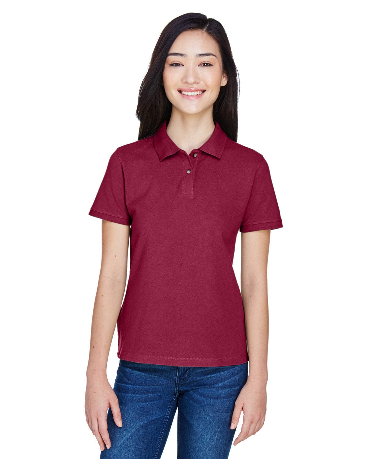 Harriton Ladies Cotton Pique Polo Shirt M200W | Wine - Front