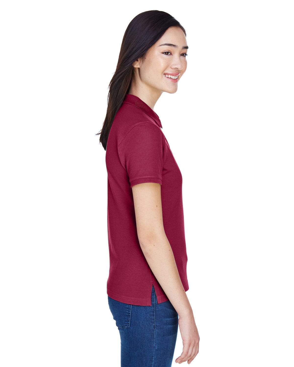 Harriton Ladies Cotton Pique Polo Shirt M200W | Wine - Side