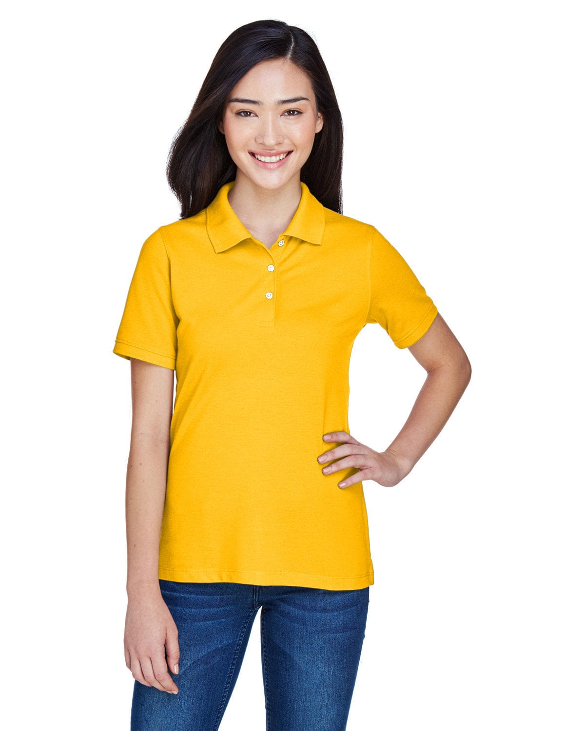 Harriton Ladies Easy Blend Polo Shirt M265W | Sunray Yellow - Front