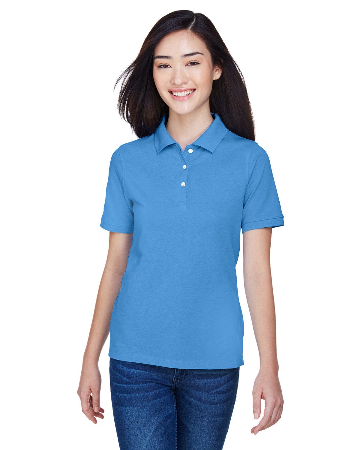 Harriton Ladies Easy Blend Polo Shirt M265W | Nautical Blue - Front