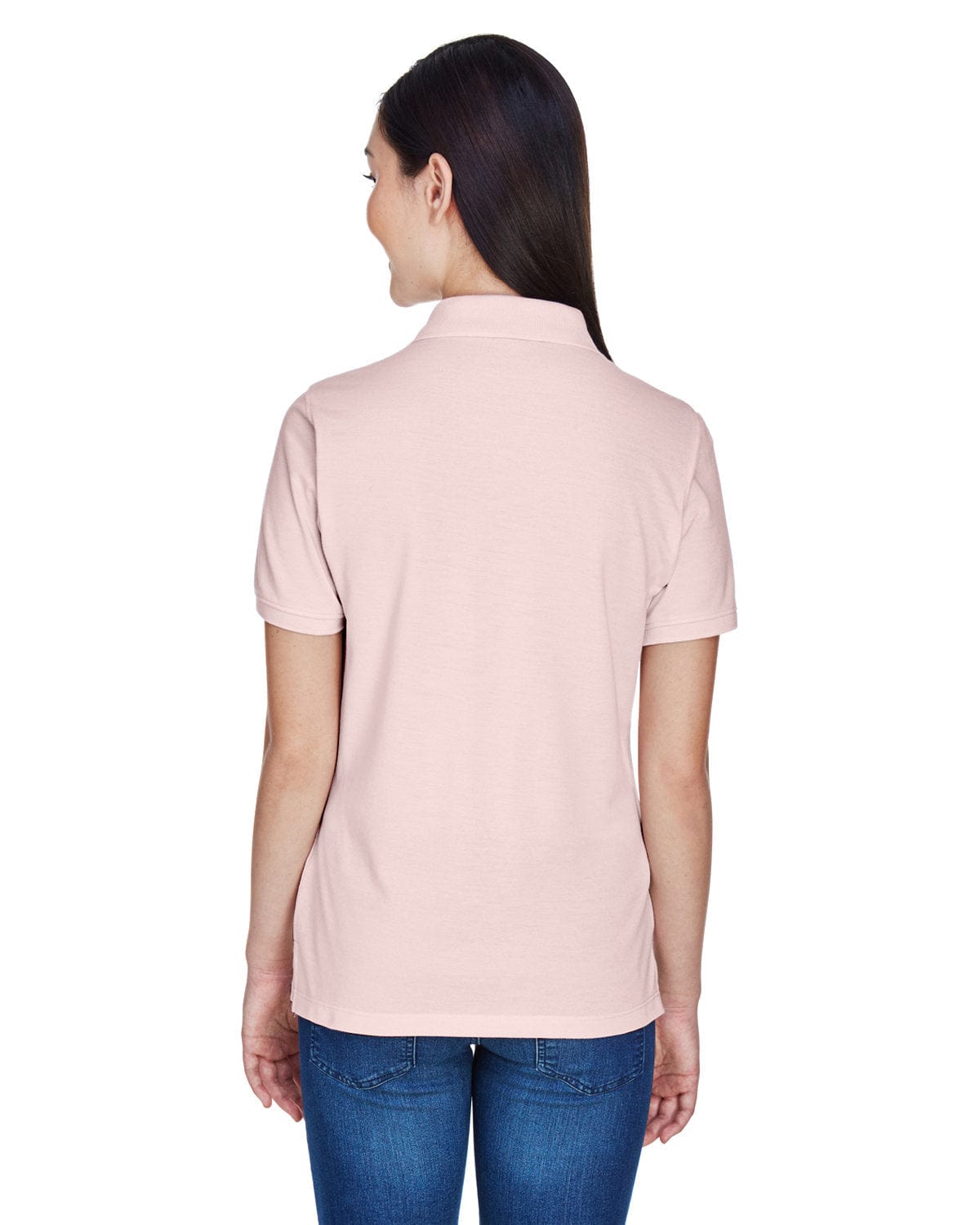 Harriton Ladies Easy Blend Polo Shirt M265W | Blush - Back