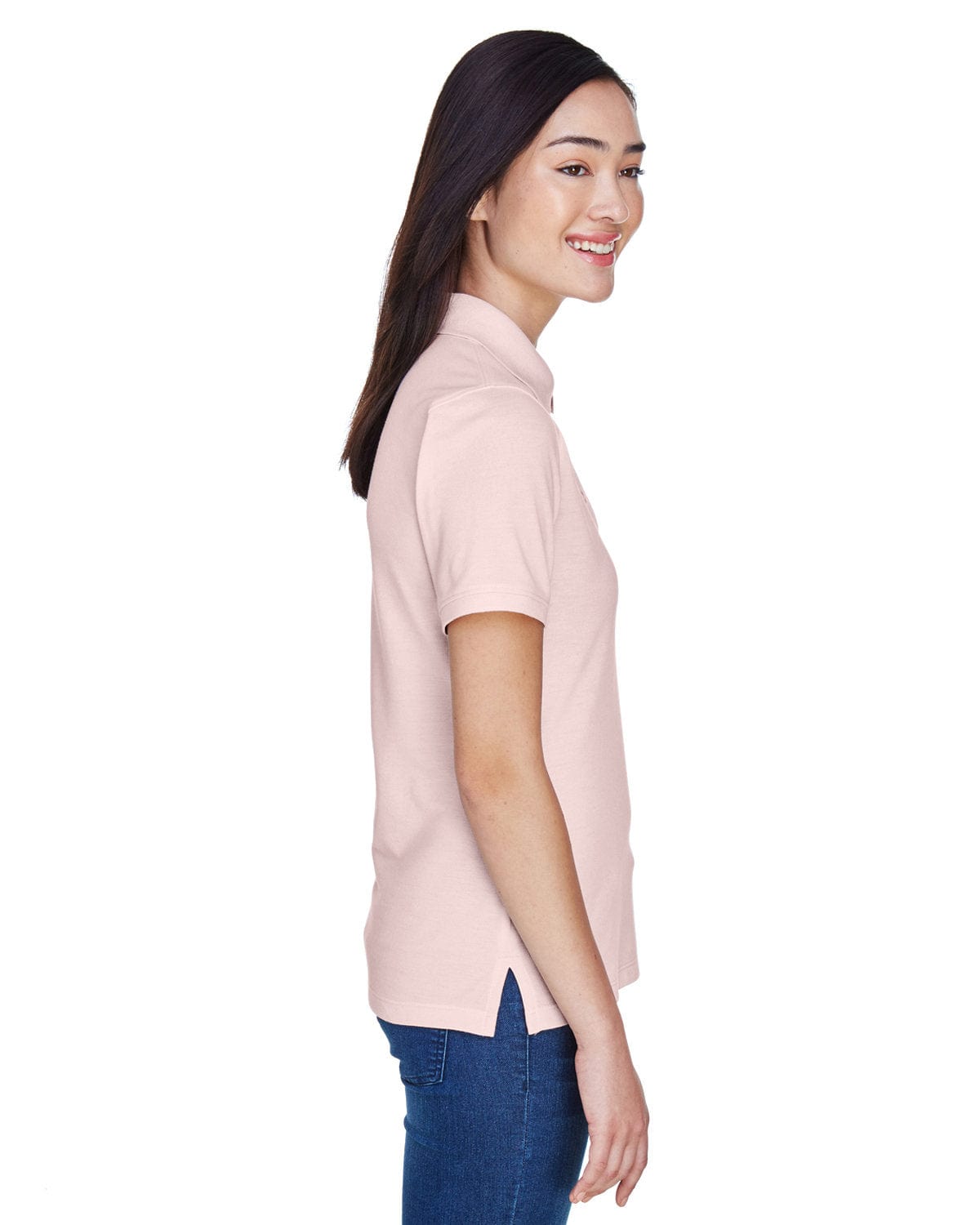 Harriton Ladies Easy Blend Polo Shirt M265W | Blush - Side