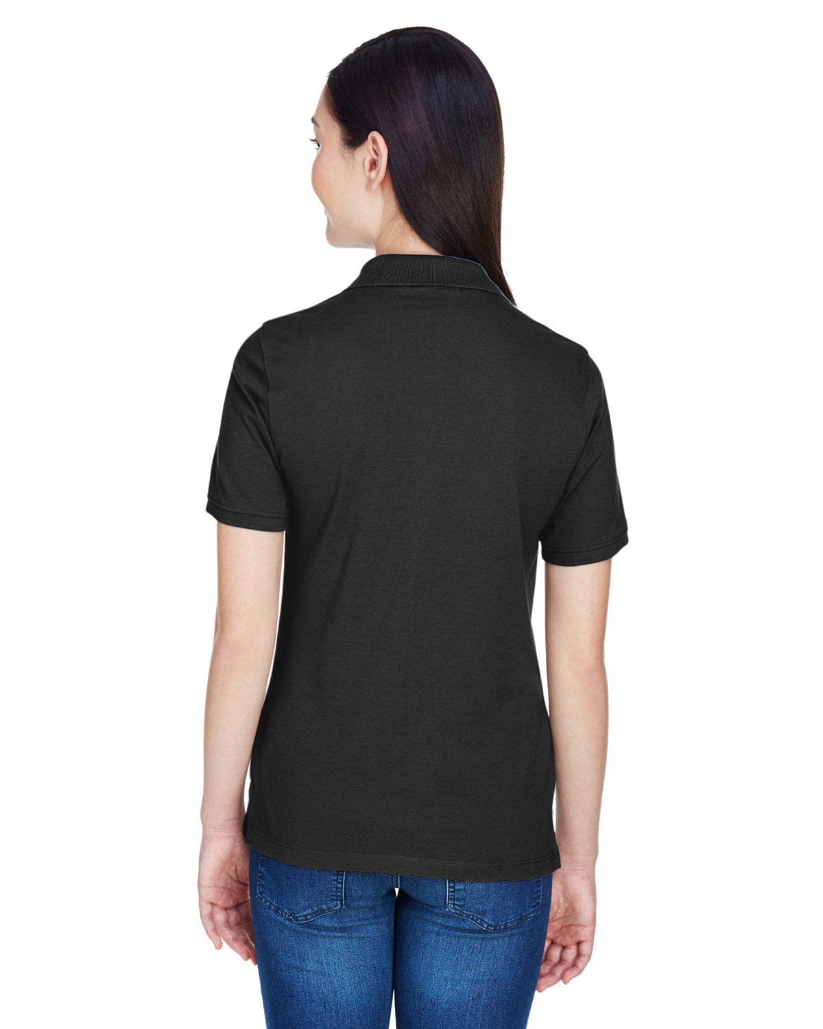 Harriton Ladies Easy Blend Polo Shirt M265W | Black - Back