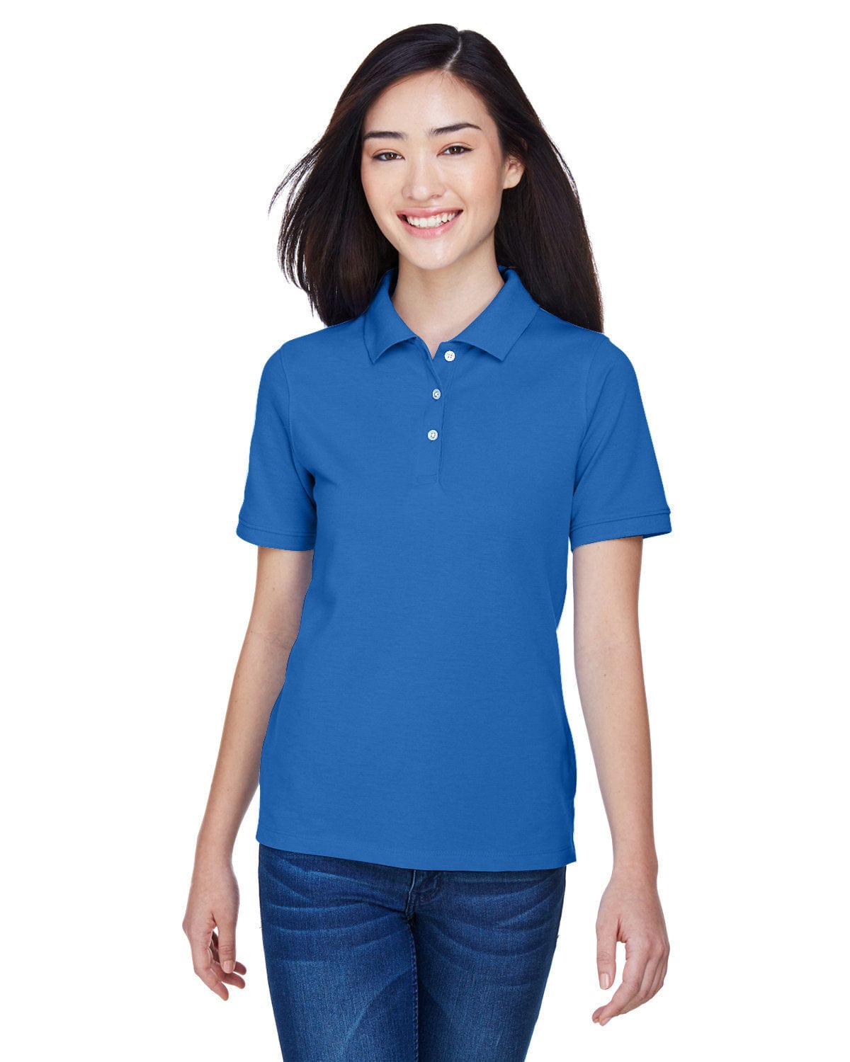 Harriton Ladies Easy Blend Polo Shirt M265W | True Royal - Front