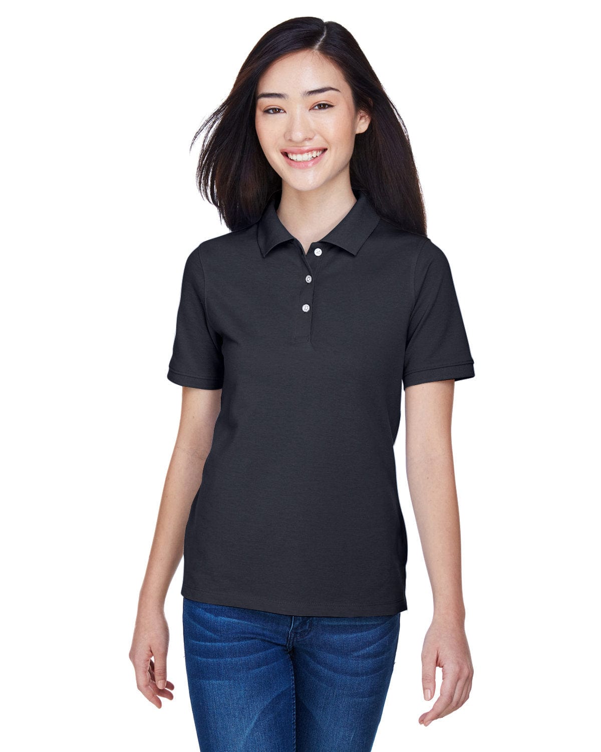 Harriton Ladies Easy Blend Polo Shirt M265W | Navy - Front