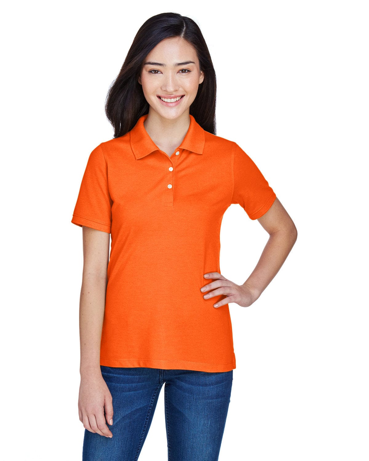 Harriton Ladies Easy Blend Polo Shirt M265W | Team Orange - Front