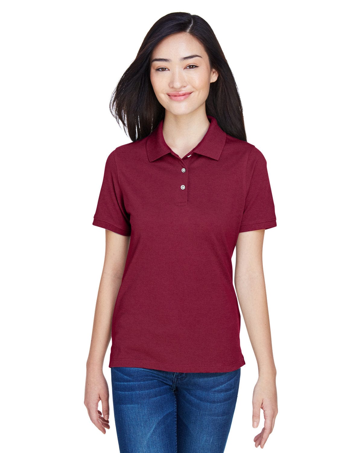 Harriton Ladies Easy Blend Polo Shirt M265W | Wine - Front