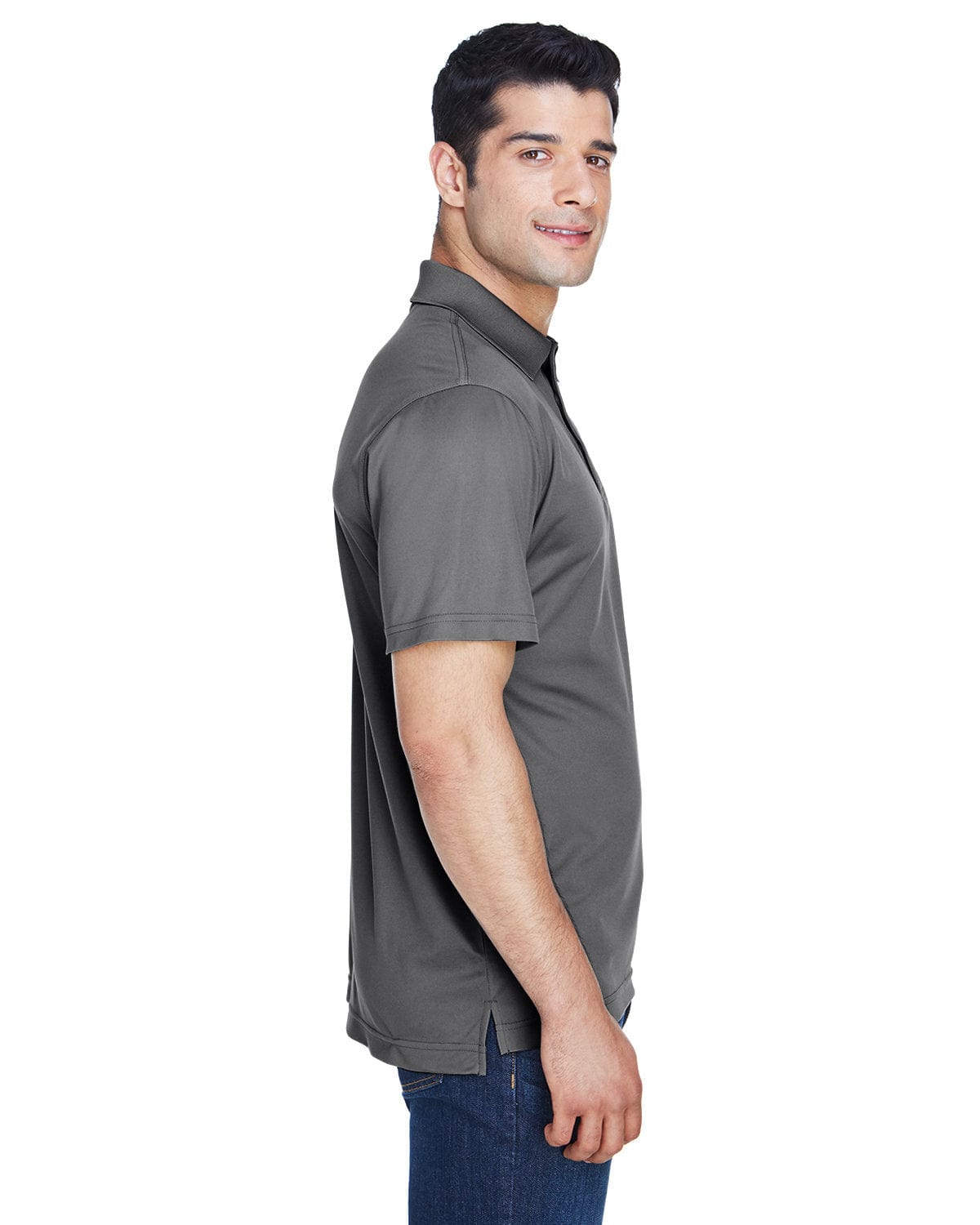 Harriton Polytech Polo Shirt M315 | Charcoal - Side