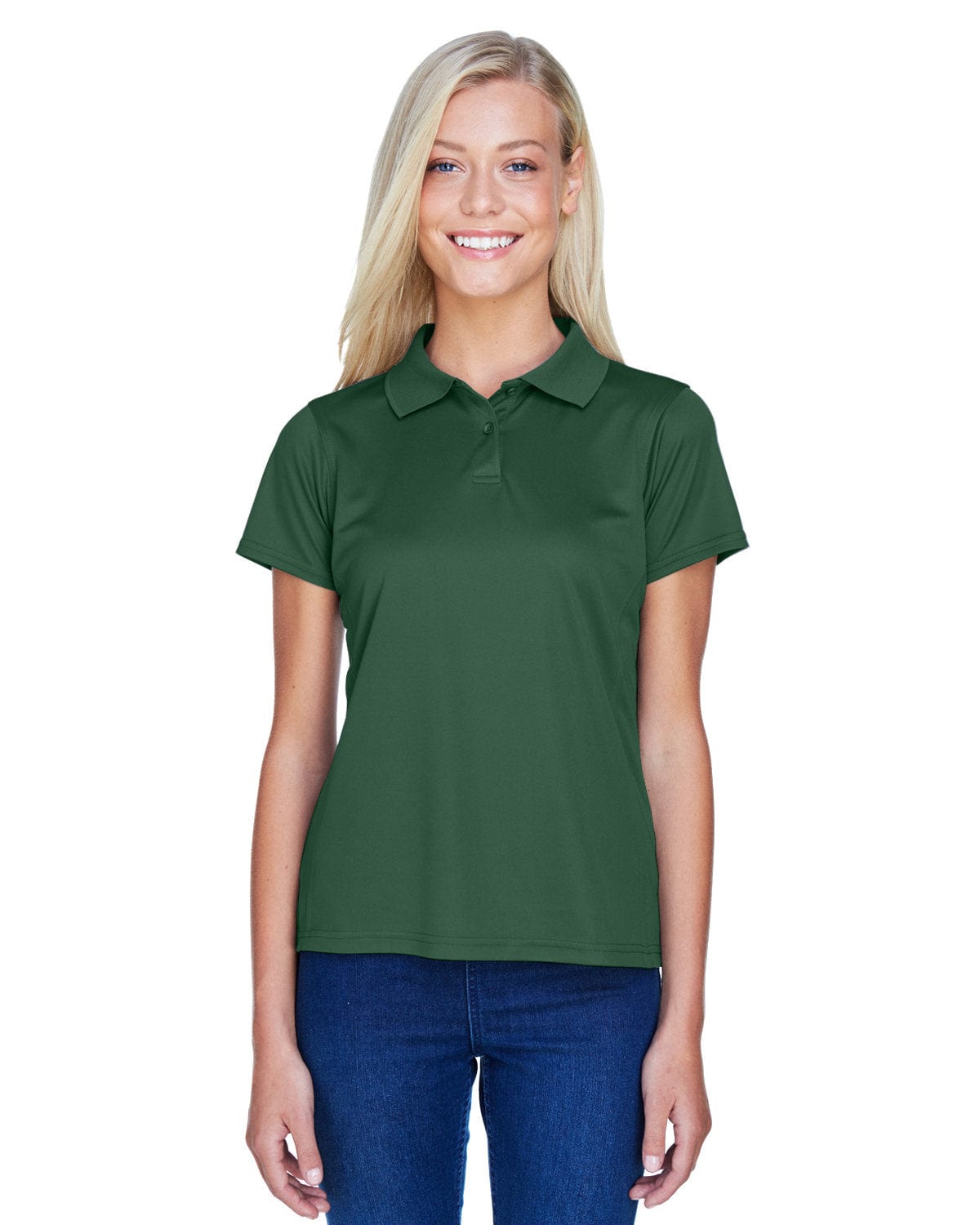 Harriton Ladies Polytech Polo Shirt M315W | Dark Green - Front