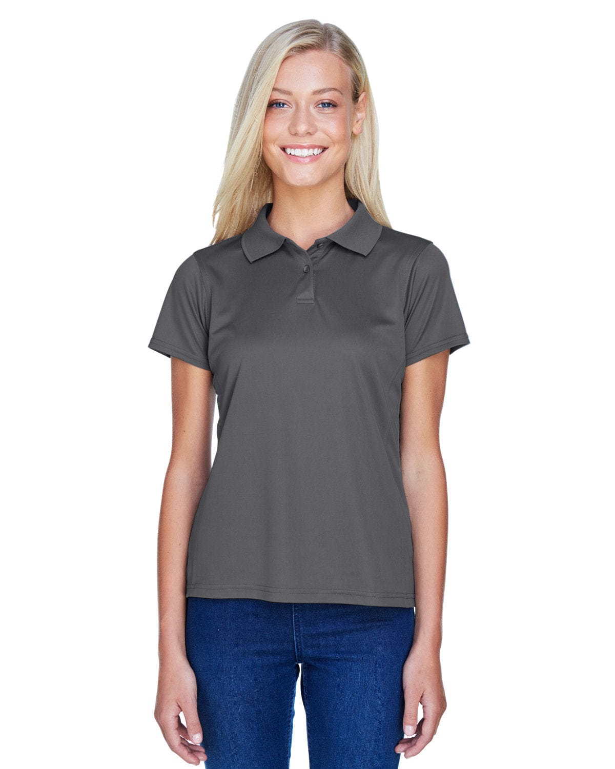 Harriton Ladies Polytech Polo Shirt M315W | Charcoal - Front