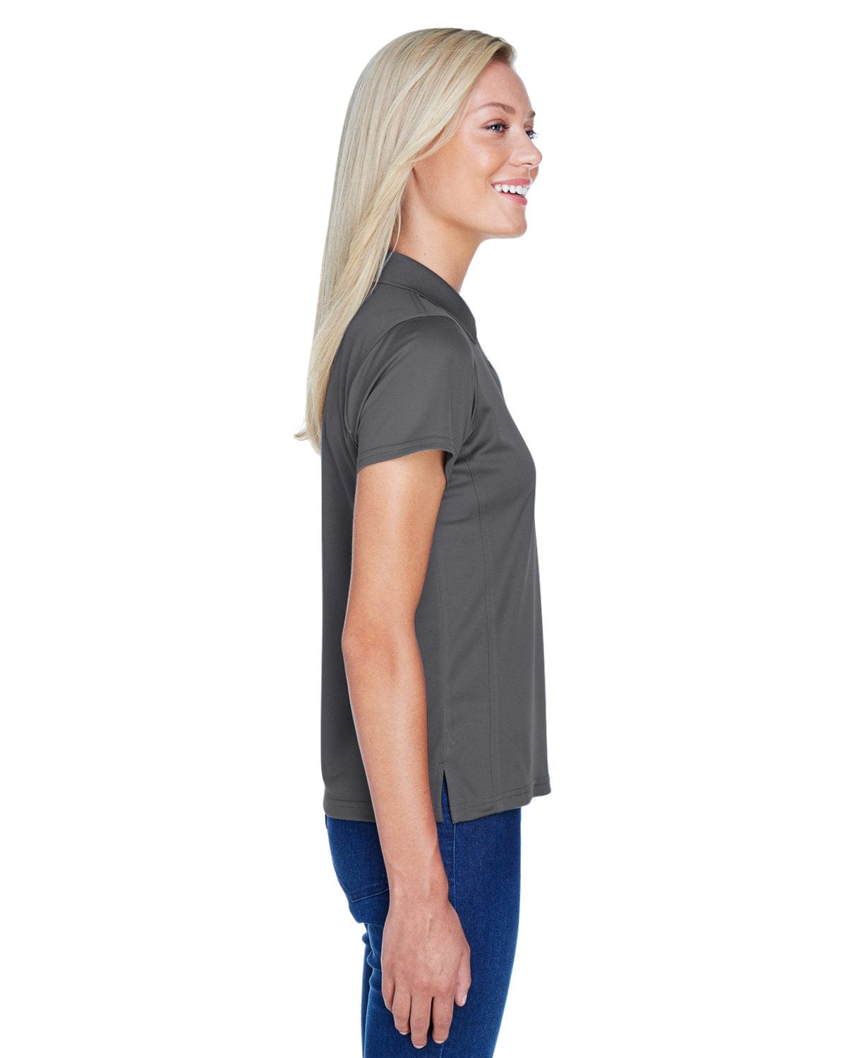 Harriton Ladies Polytech Polo Shirt M315W | Charcoal - Side