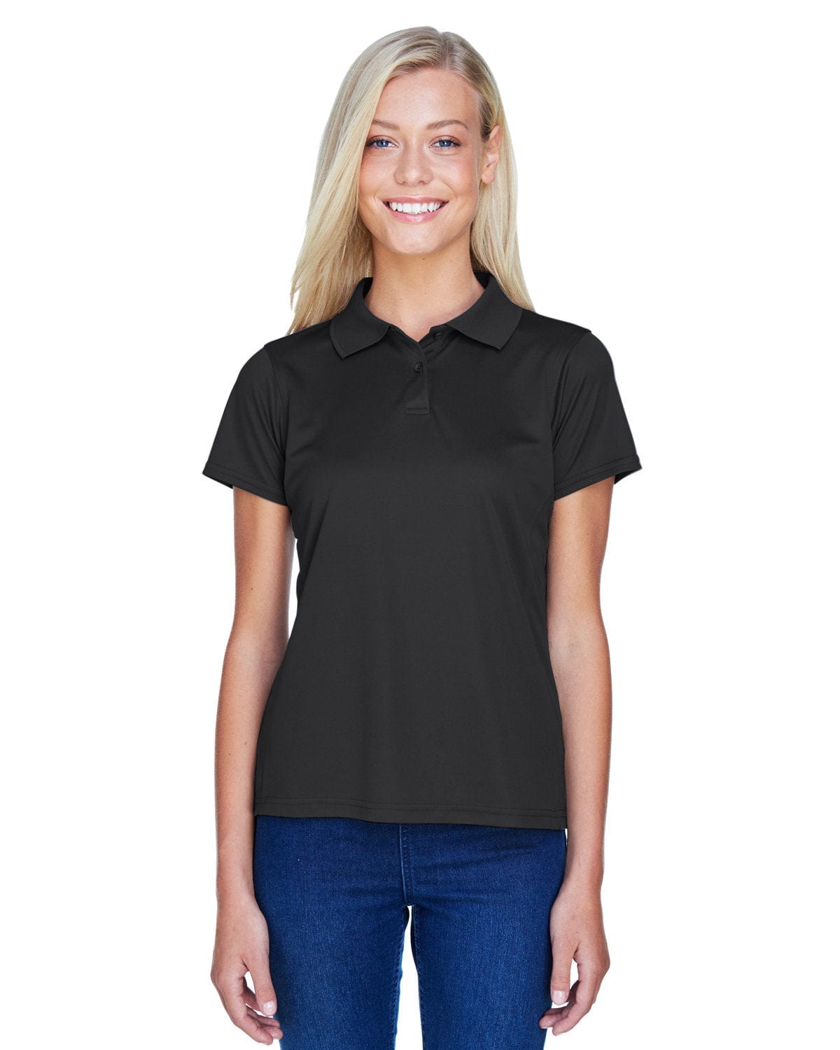 Harriton Ladies Polytech Polo Shirt M315W | Black - Front