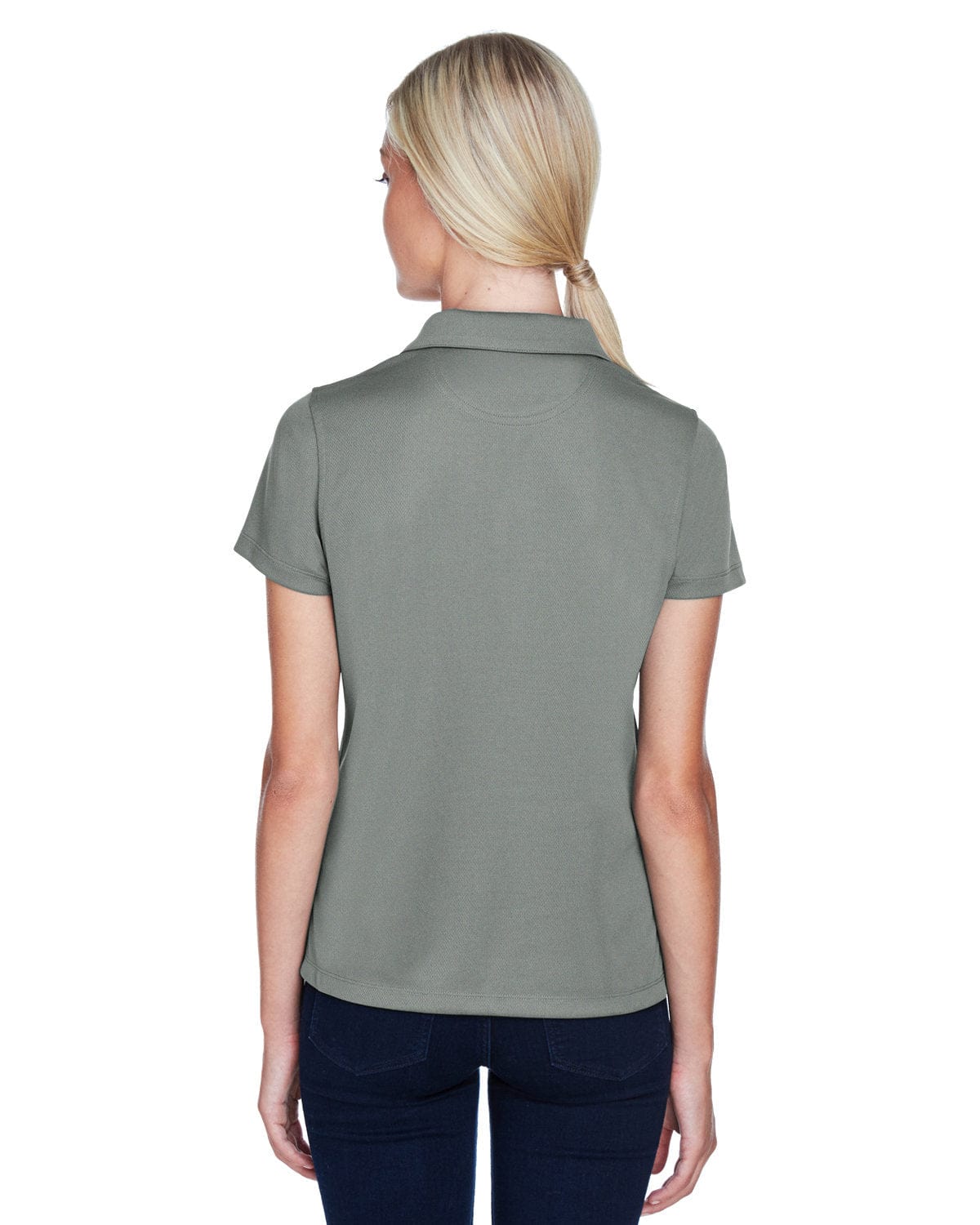 Harriton Ladies Double Mesh Polo Shirt M353W | Charcoal - Back
