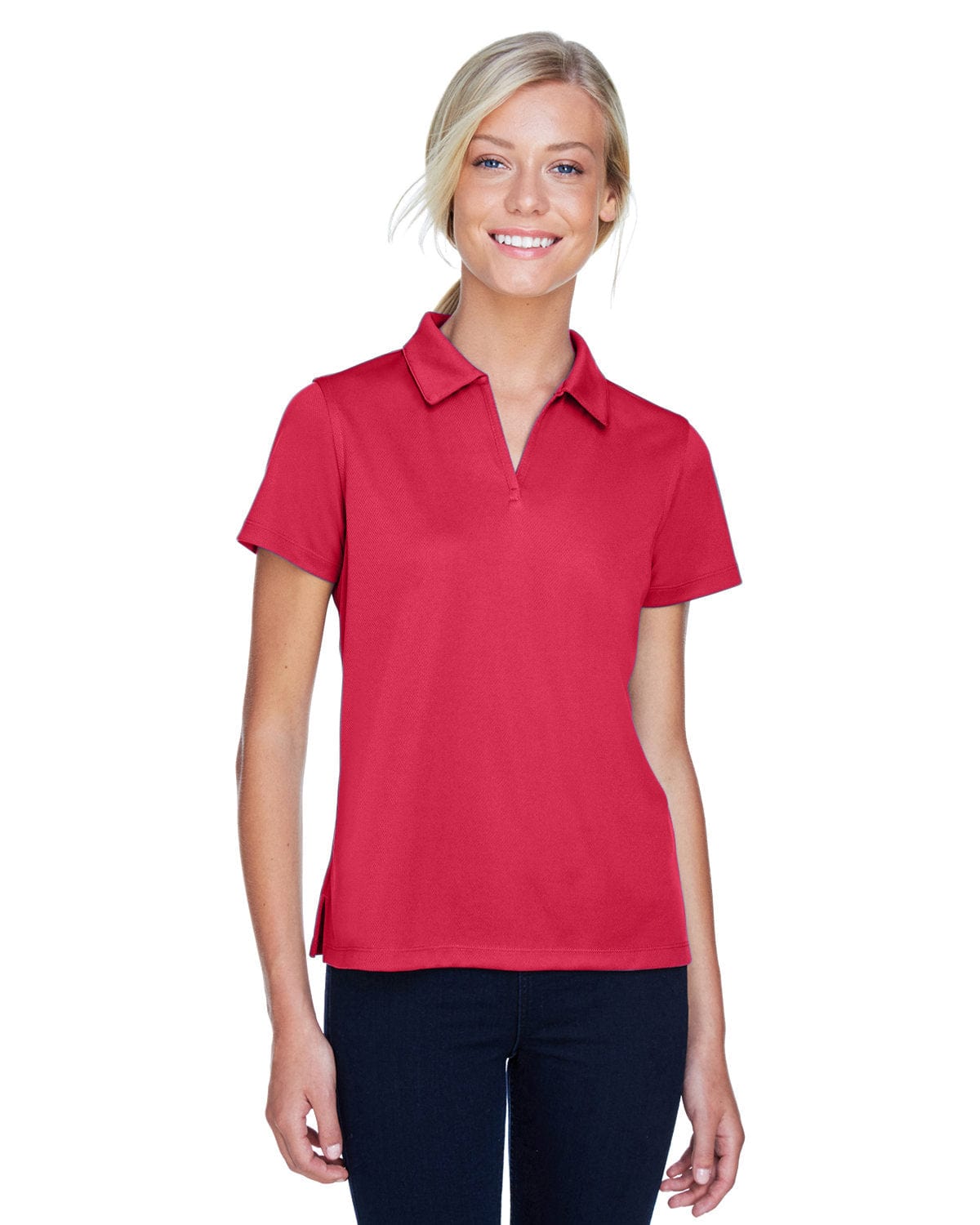 Harriton Ladies Double Mesh Polo Shirt M353W | Red - Front