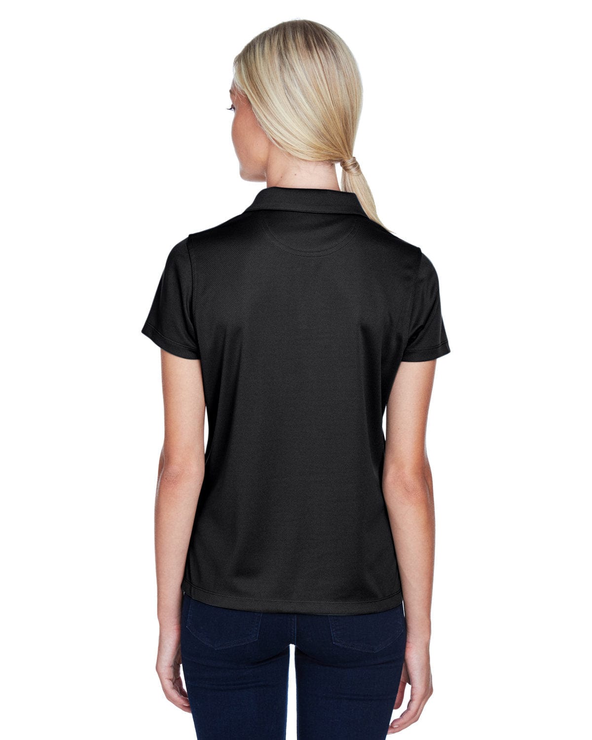 Harriton Ladies Double Mesh Polo Shirt M353W | Black - Back