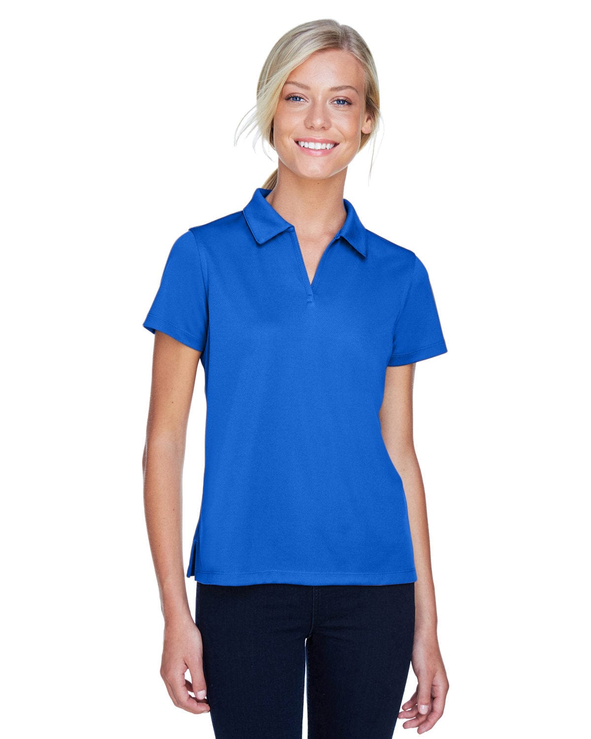 Harriton Ladies Double Mesh Polo Shirt M353W | True Royal - Front
