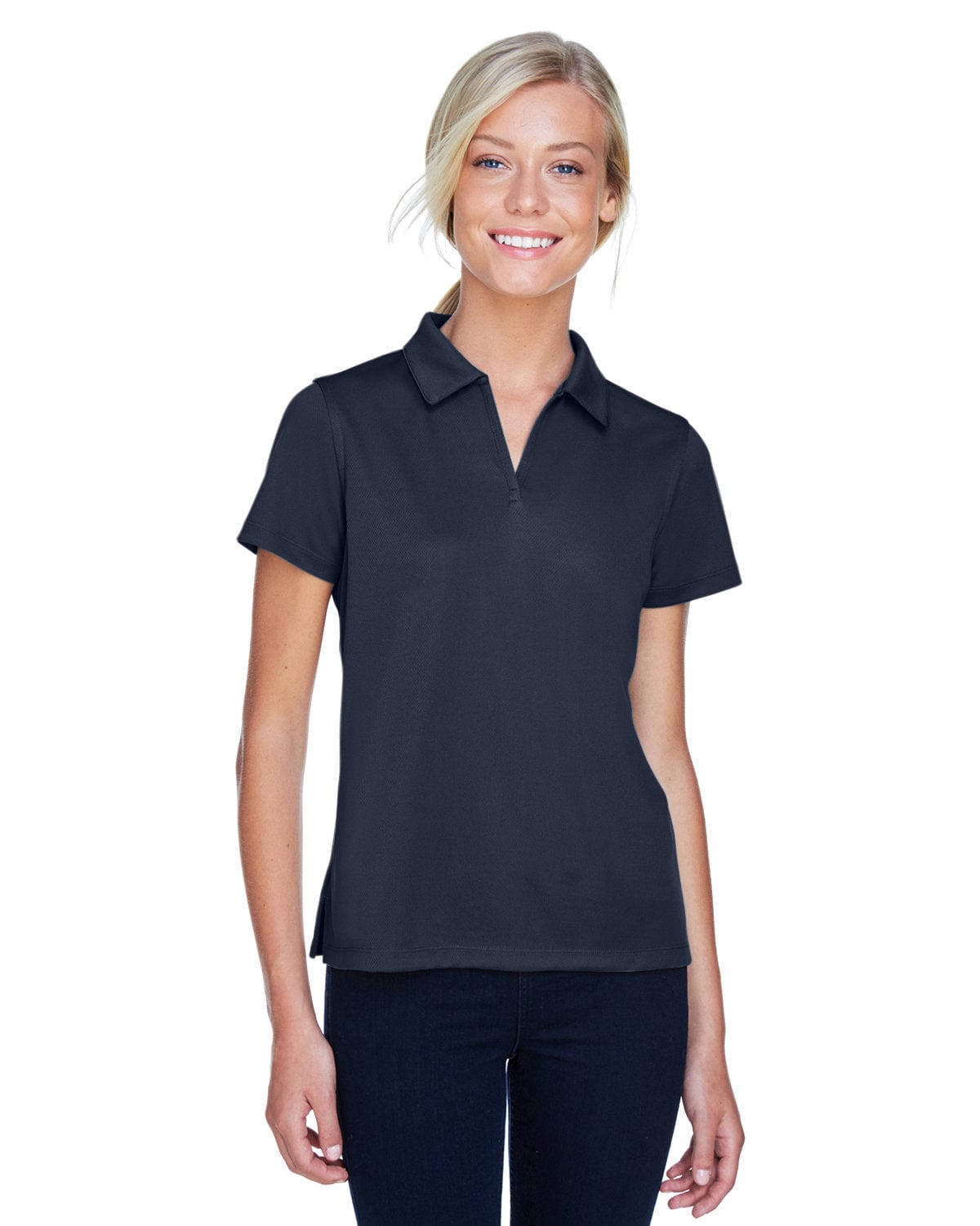 Harriton Ladies Double Mesh Polo Shirt M353W | Navy - Front