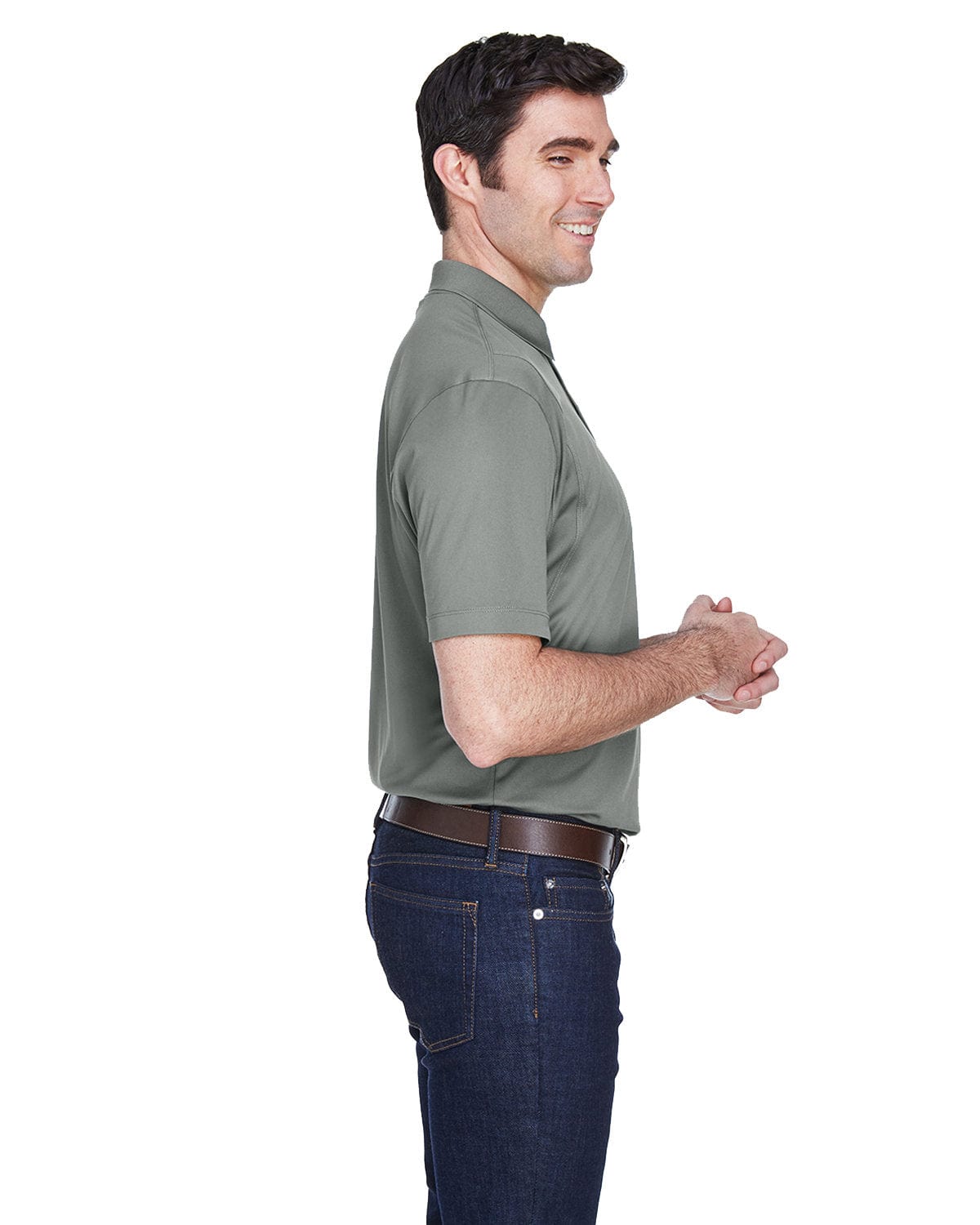 Harriton Micro-Pique Polo Shirt M354 | Charcoal - Side