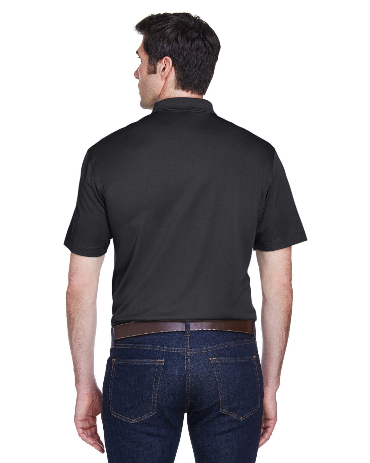 Harriton Micro-Pique Polo Shirt M354 | Black - Back