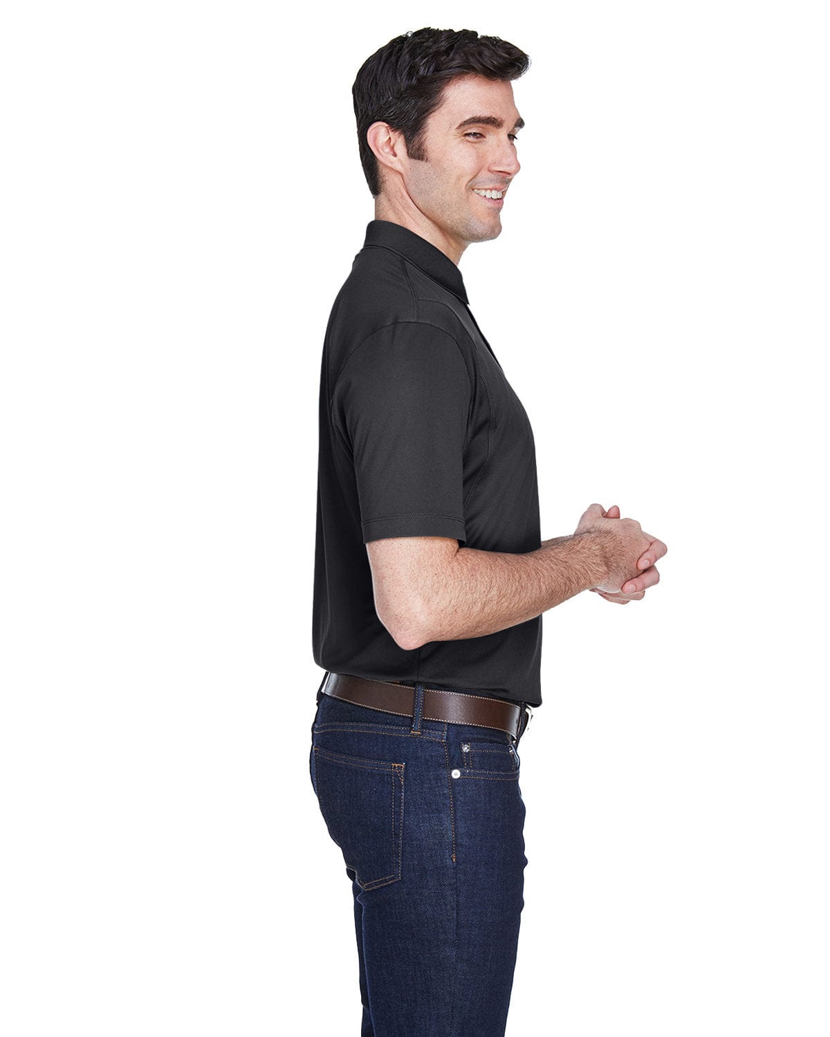 Harriton Micro-Pique Polo Shirt M354 | Black - Side