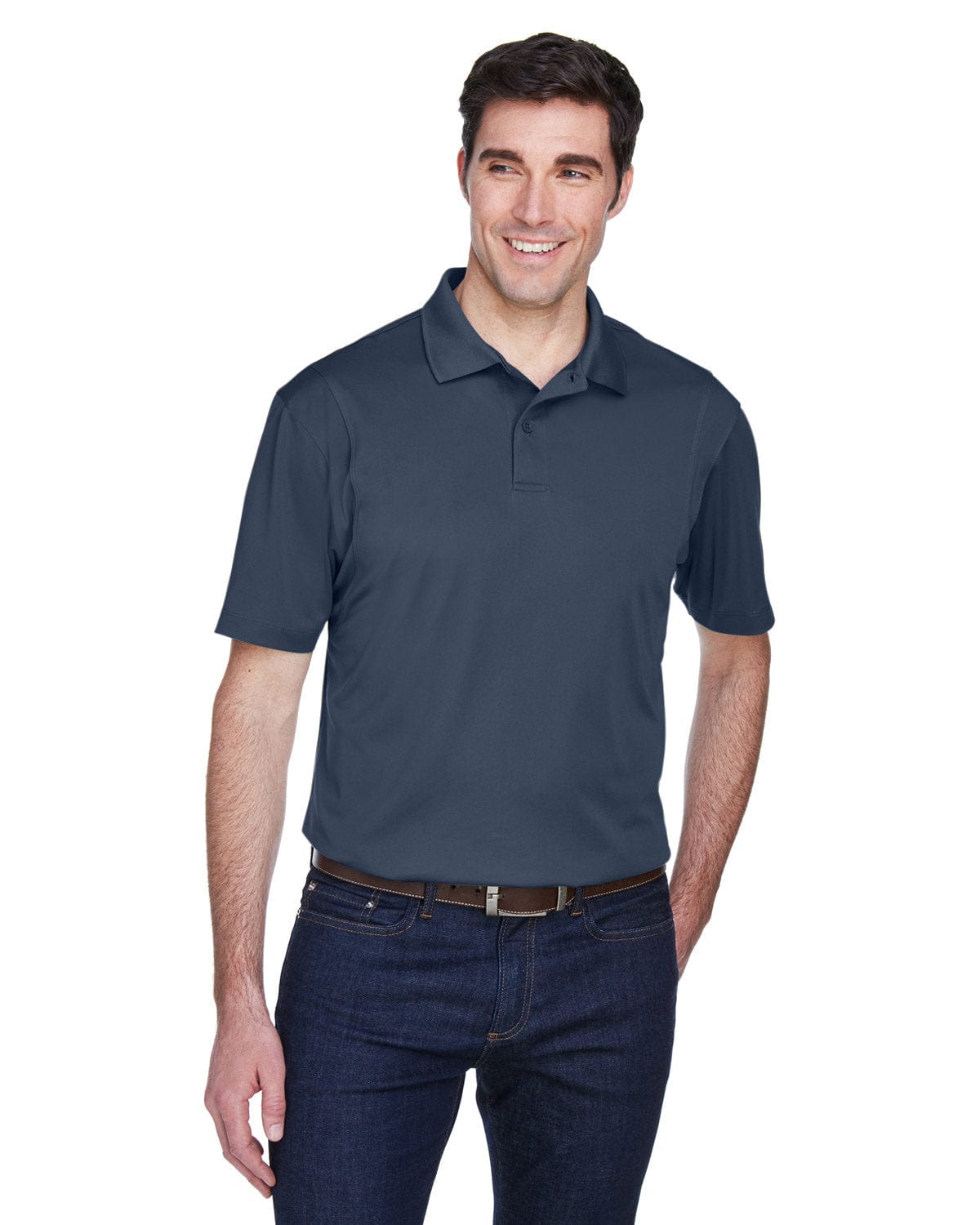 Harriton Micro-Pique Polo Shirt M354 | Navy - Front