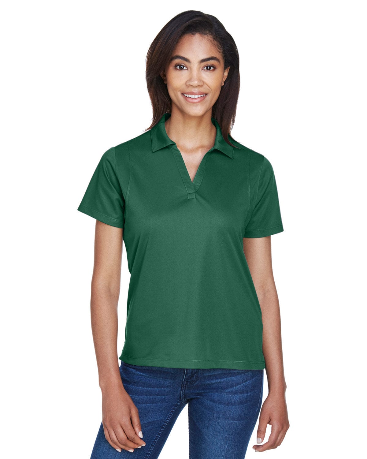 Harriton Ladies Micro-Pique Knit Polo Shirt M354W | Dark Green - Front