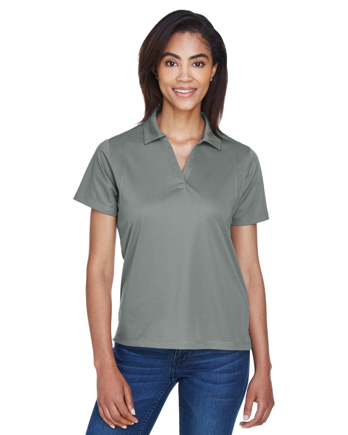 Harriton Ladies Micro-Pique Knit Polo Shirt M354W | Charcoal - Front