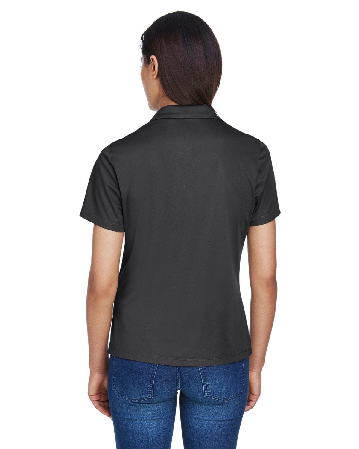 Harriton Ladies Micro-Pique Knit Polo Shirt M354W | Black - Back